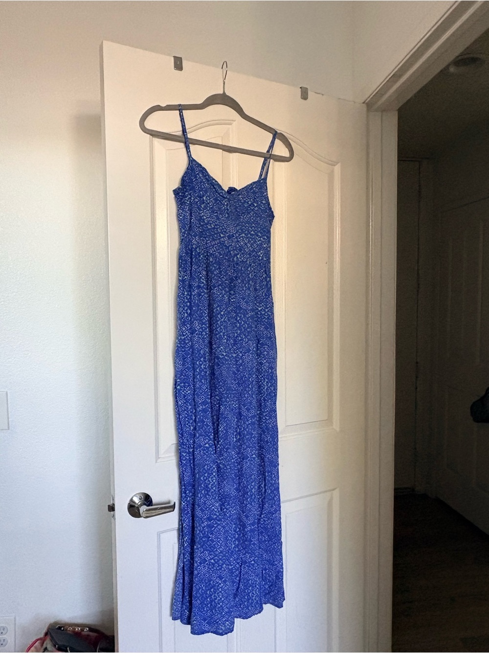 Hollister Royal Blue Printed Spaghetti-Strap Maxi Dress